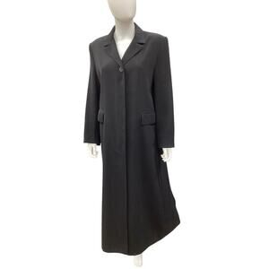 Hilary Ridley Coat Women’s SZ10 LongHidden Buttons Buttons On Cuffs Black Classy